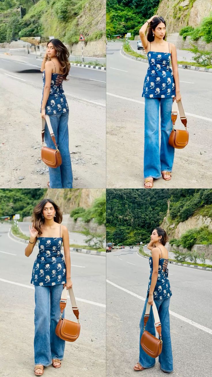 Navy Blue Floral Sleeveless Kurti Top for Women & Girls | Back Lace-Up Trendy Indo-Western Stylish Top